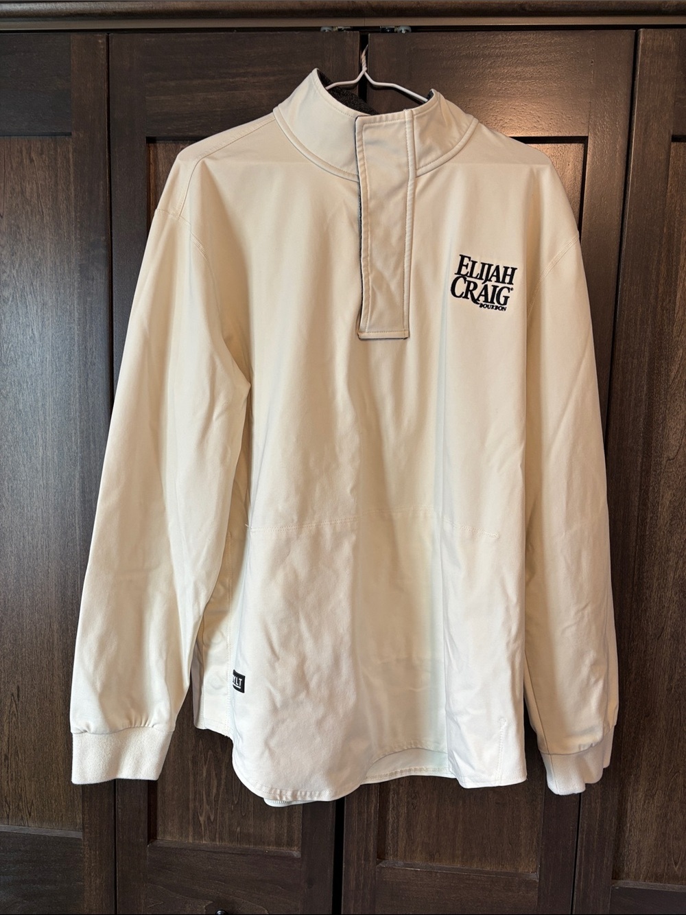 BYLT Premium Basics 1/4 Zip Long Sleeve Polo Off White XL Elijah Craig Logo